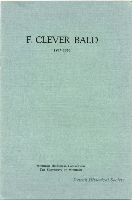 Booklet - F. Clever Bald 1897-1970