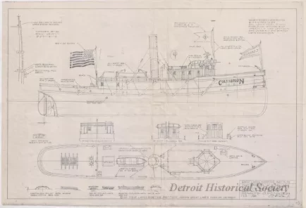 Blueprint - Tug Champion of Detroit, 1868