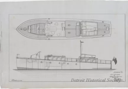 Drawing, Technical - Drawing #2, 55' Cruiser for Harrison Williams, 
Designed by Gar Wood, Algonac, Mich