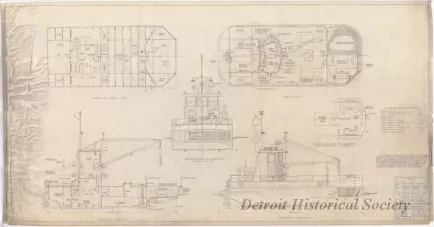 Drawing, Technical - Maryland Port Authority,
Self-Propelled Oil Recovery Barge -
General Arrangement Plans and Elevations
