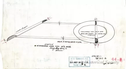 Drawing, Technical - Sketch, Starboard Haws[e] Pipe,
St'r. [Steamer] No. 66