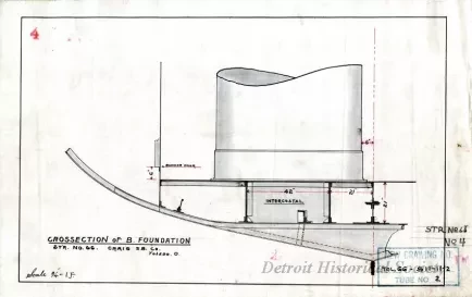 Drawing, Technical - Crossection of B. [Bunker] Foundation,
Str. [Steamer] No. 66