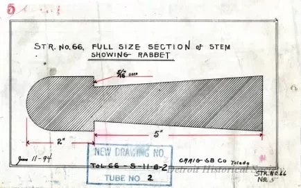 Drawing, Technical - Str. [Steamer] No. 66,
Full Size Section of Stem Showing Rabbet.