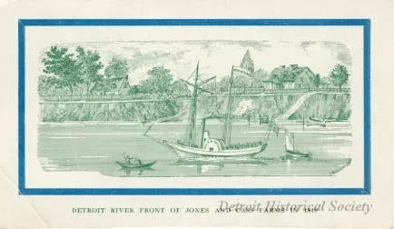 Print - Detroit River Front of Jones and Cass Farms in 1819