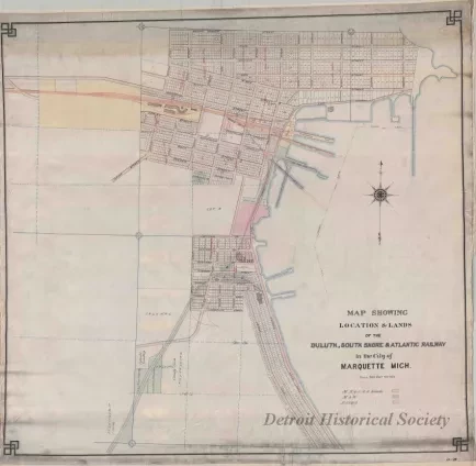 Map - Map Showing Location & Lands of the 
Duluth, South Shore & Atlantic Railway in the City of Marquette, Michigan