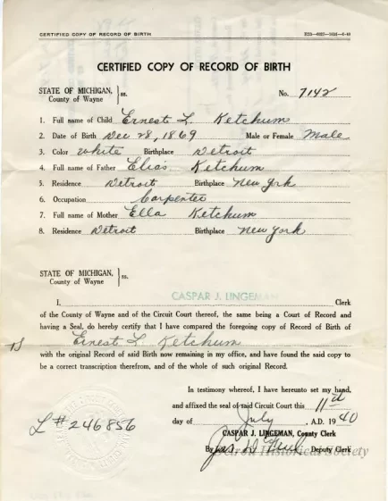 Certificate, Birth
