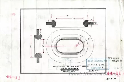 Drawing, Technical - Fair Leads for U. S. Light Vessel,
St'r. [Steamer] No. 66