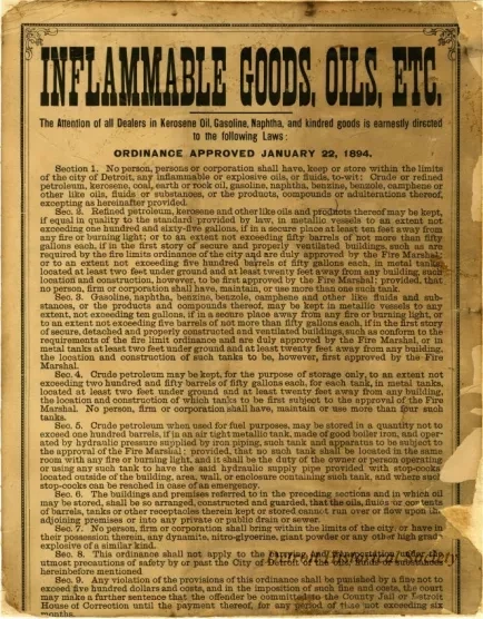 Poster, Instructional - Inflammable Goods, Oils, Etc.