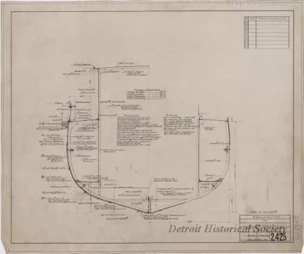 Drawing, Technical - Midship Section for Fire Tug
[Hull No. 75]