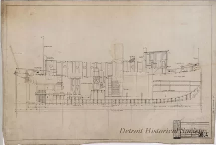 Drawing, Technical - Inboard Profile for Fire Tug
[Hull No. 75]