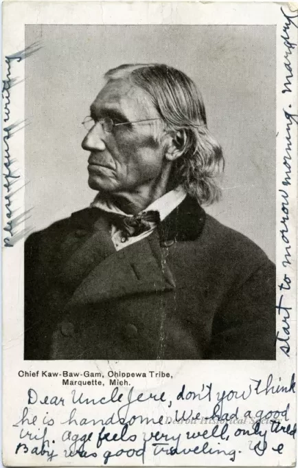Postcard - Postcard with Image of Chief Kaw-Baw-Gam