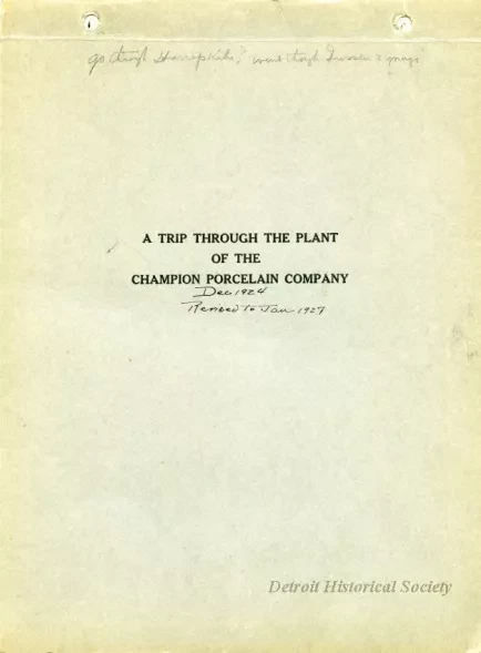 Report - A Trip Through the Plant of the Champion Porcelain Company