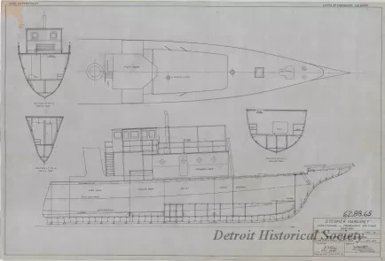 Drawing, Technical - Steamer Margaret,
Longitudinal and Transverse Sections Near Bow
