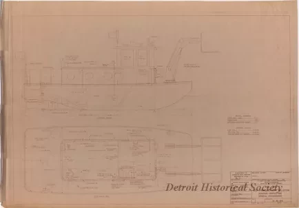 Drawing, Technical - Hull 339, Self-Propelled Drift Collector,
Outboard Profile and General Arrangement