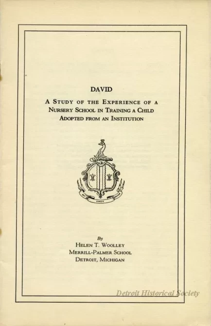 Report - David, A Study of the Experience of a Nursery School in Training a Child Adopted from an Institution.