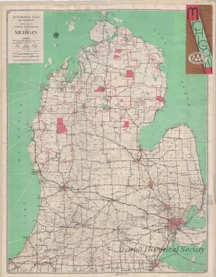 Map - Automobile Club of Michigan,
Official Map of Lower Peninsula of Michigan