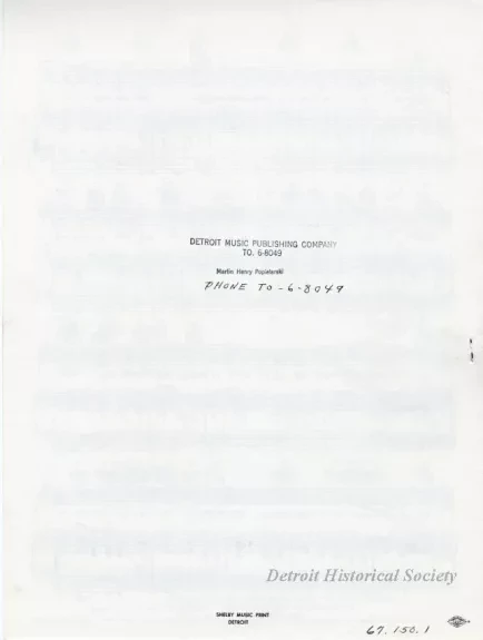 Music, Sheet - Detroit U.S.A.