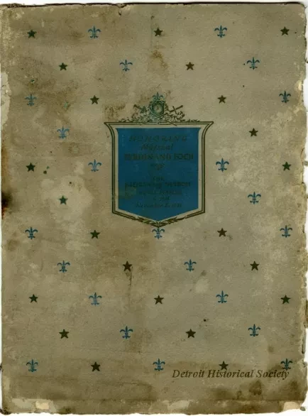 Menu - Honoring Marshal Ferdinand Foch