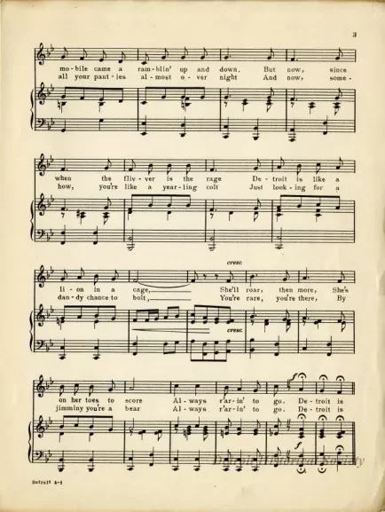 Music, Sheet - Detroit: Always R'arin' To Go