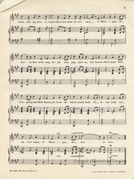 Music, Sheet - Michigan We Honor Thee