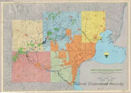 Map - Huron-Clinton Metropolitan Authority Including Detroit and the Counties of
Livingston, Macomb, Oakland, Washtenaw, and Wayne, State of Michigan