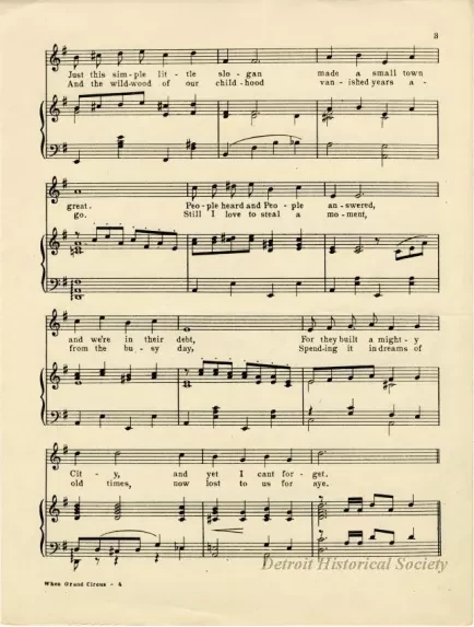 Music, Sheet - When Grand Circus Park Was Uptown