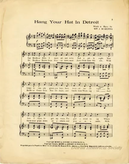 Music, Sheet - Hang Your Hat in Detroit