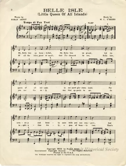 Music, Sheet - Belle Isle (Little Queen of All Islands)
