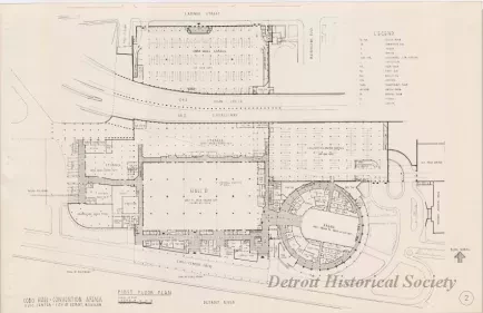 Drawing, Architectural - First Floor Plan,
Cobo Hall - Convention Arena, 
Civic Center - City of Detroit, Michigan.