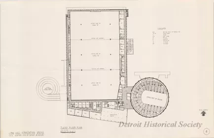 Drawing, Architectural - Third Floor Plan,
Cobo Hall - Convention Arena, 
Civic Center - City of Detroit, Michigan.