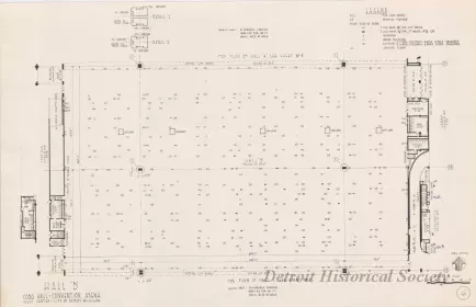 Drawing, Architectural - Hall B, 
Cobo Hall - Convention Arena, 
Civic Center - City of Detroit, Michigan