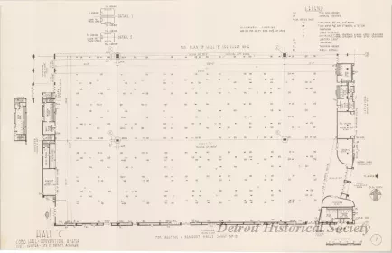 Drawing, Architectural - Hall C,
Cobo Hall - Convention Arena, 
Civic Center - City of Detroit, Michigan