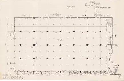 Drawing, Architectural - Hall D, 
Cobo Hall - Convention Arena, 
Civic Center - City of Detroit, Michigan