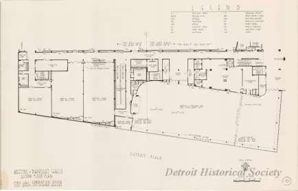 Drawing, Architectural - Meeting & Banquet Halls, 
Second Floor Plan, 
Cobo Hall - Convention Arena, 
Civic Center - City of Detroit, Michigan