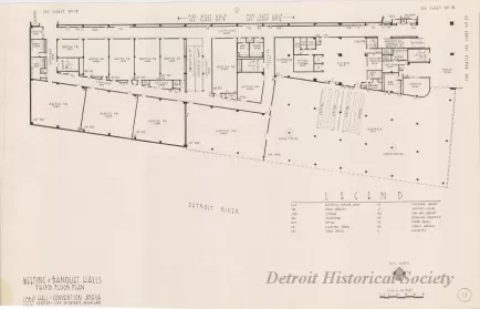 Drawing, Architectural - Meeting & Banquet Halls, 
Third Floor Plan, 
Cobo Hall - Convention Arena, 
Civic Center - City of Detroit, Michigan