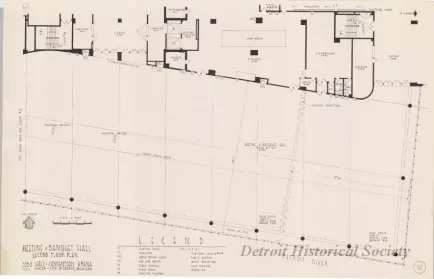 Drawing, Architectural - Meeting & Banquet Halls, 
Second Floor Plan, 
Cobo Hall - Convention Arena, 
Civic Center - City of Detroit, Michigan
