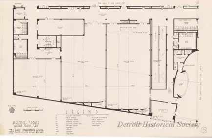 Drawing, Architectural - Meeting & Banquet Halls, 
Second Floor Plan, 
Cobo Hall - Convention Arena, 
Civic Center - City of Detroit, Michigan
