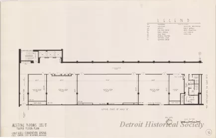 Drawing, Architectural - Meeting Rooms East of Hall A, 
Third Floor Plan,
Cobo Hall - Convention Arena
Civic Center - City of Detroit, Michigan
