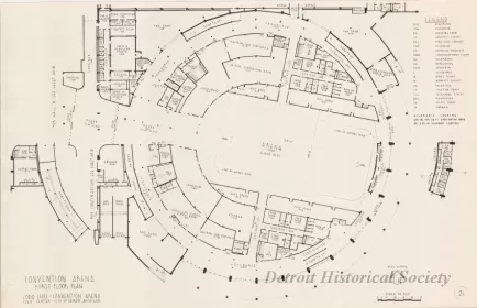 Drawing, Architectural - Convention Arena, 
First Floor Plan, 
Cobo Hall - Convention Arena
Civic Center - City of Detroit, Michigan
