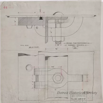 Drawing, Technical - Grabs for Fastening Cargo Doors,
St'r. [Steamer] No. 66