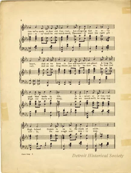 Music, Sheet - Detroit Central High School Class Song, June 1918