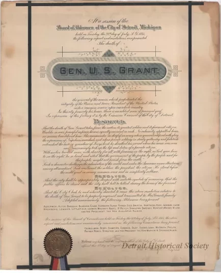 Certificate, Commemorative - Gen. U. S. Grant