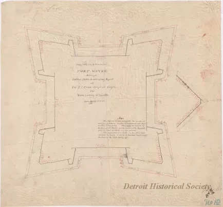 Drawing, Architectural - Fort Wayne, Michigan, 
Outline Sketch to Accompany Report of Col. T. J. Cram, 
Corps of Engineers for Year Ending 30 June 1864