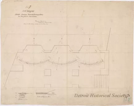 Drawing, Architectural - No. 7, Fort Wayne,
Sketch Showing Traverse Irons & Stones in the Flank Casemates