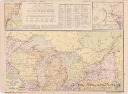 Map - The Rand-McNally New Commercial Atlas of the Great Lakes and Vicinity,
Showing the Navigation Routes, Connecting Railroads and Principal Ports