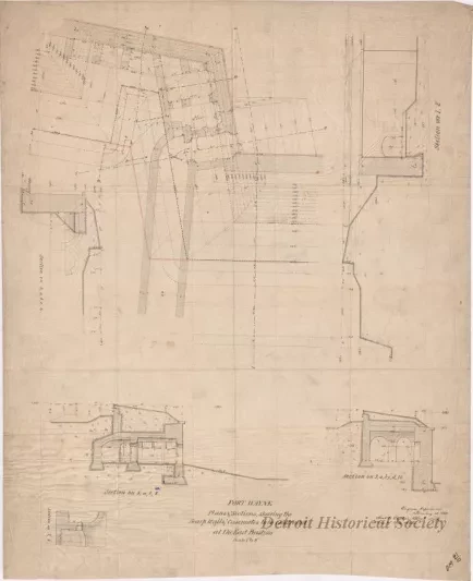 Drawing, Architectural - Fort Wayne, 
Plans & Sections Showing the Scarp Walls & Casemates 
to be Constructed at the East Bastion.