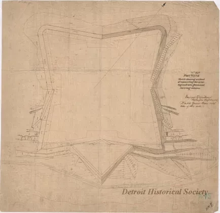 Drawing, Architectural - Fort Wayne, Sketch Showing Method of Connecting the Existing and New Glacis and Covering Masses.
