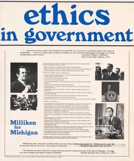 Poster - Ethics in Government
[Milliken for Michigan]