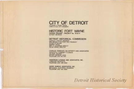 Blueprint - Historic Fort Wayne Parade Ground Project No. 76.10H