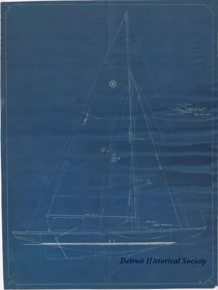 Blueprint - Sail Plan of a 20' x 5'-6" Stock Sail Boat
